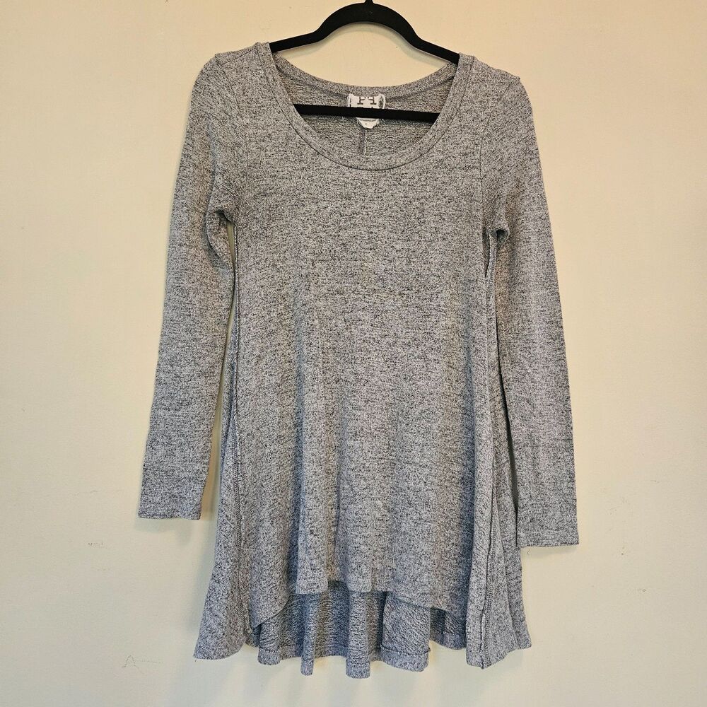 PPLA Clothing Solid Gray Scoop Neck Long Sleeve Blouse Shirt Top Women's Sz S